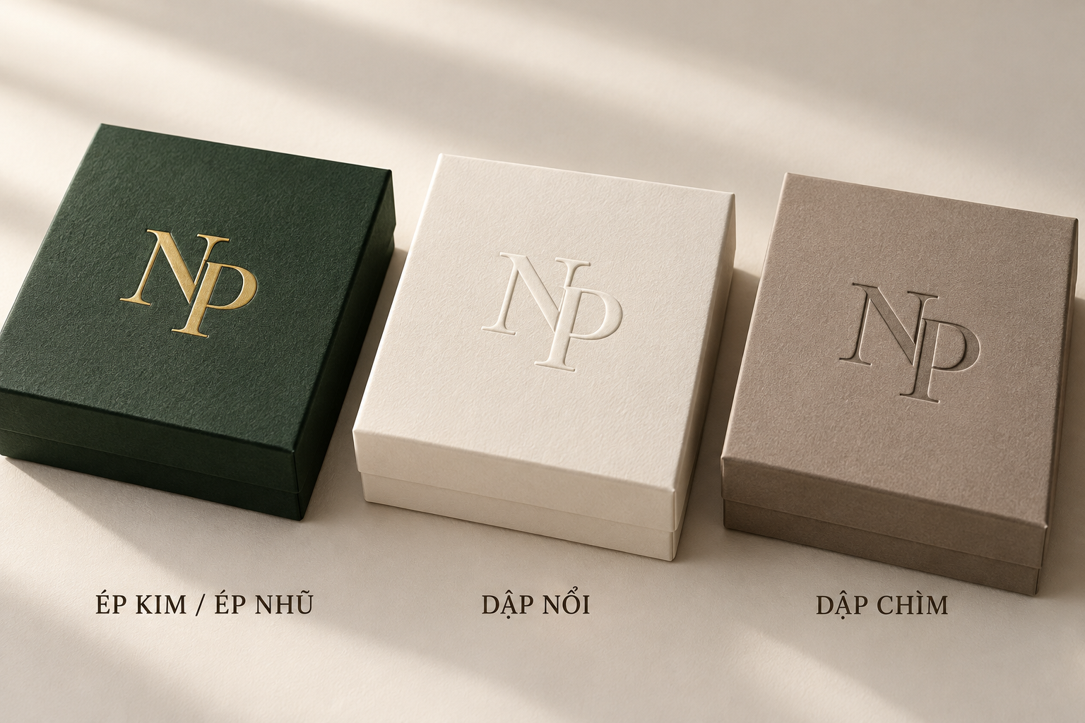 Ép kim, ép nhũ, dập nổi và dập chìm logo